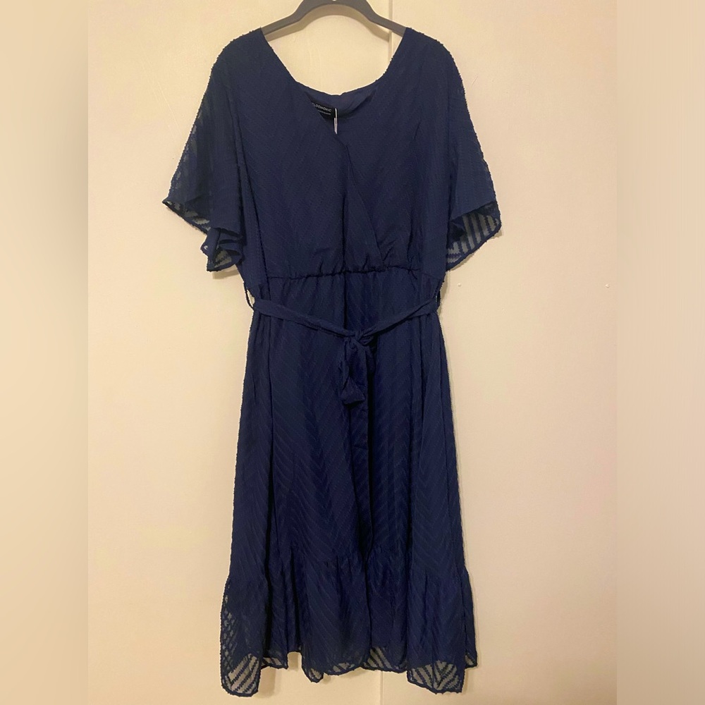 NWT Navy Blue Chevron Midi Dress by Bloomchic